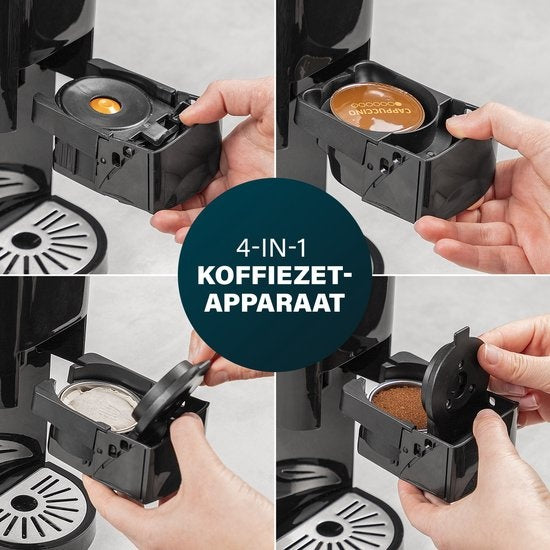 Princess 249450 Multi Capsule Filterkaffeemaschine - Stahl 4-in-1 - Geeignet für mehrere Kaffeesorten