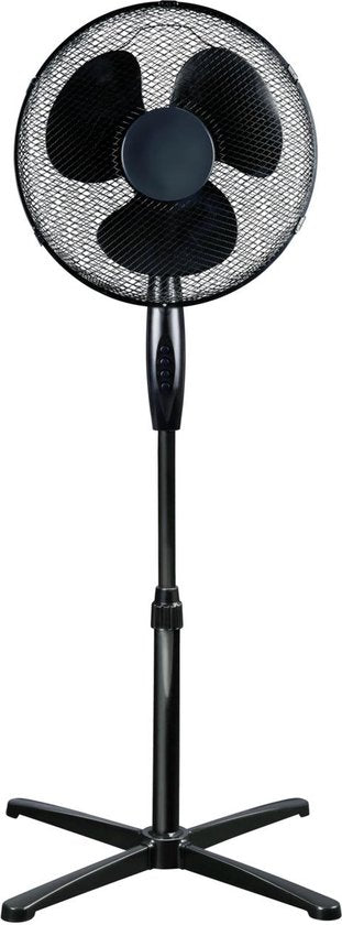 Lifetime Air Stativventilator 45W - Höhenverstellbarer Ventilator 102,5 bis 125 cm - Standventilator mit 3 Geschwindigkeiten - Neigbar und oszillierend - Schwarz