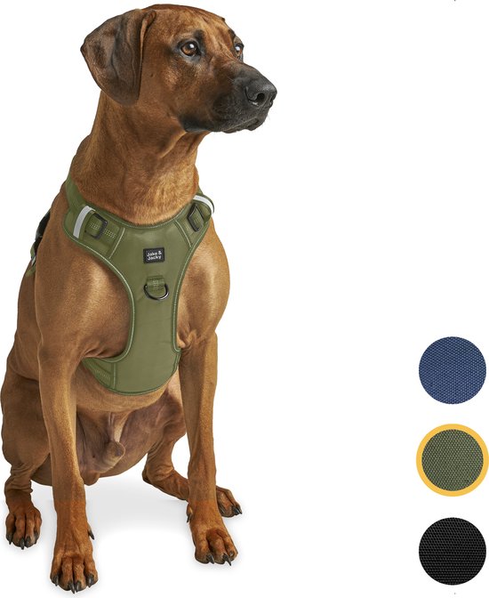 Jake und Jacky Hundegeschirr - Anti-Trekking-Geschirr - Reflektierend - Grün - Größe L