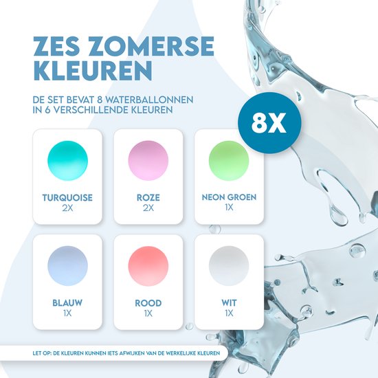 Travelly® Wiederverwendbare Wasserballons - Wasserspielzeug - Magnetisch und selbstschließend - Silikon - Mehrfarbig - Set 8 Stück