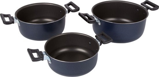 Bo-Camp – Pfannenset – Rondo – 3-teilig – Kohlenstoffstahl