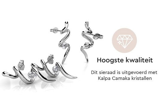 Yolora Damen Ohrringe mit Kalpa Camaka Kristallen - Farbe Silber - 18K Weißgold plattiert - Ohrstecker
