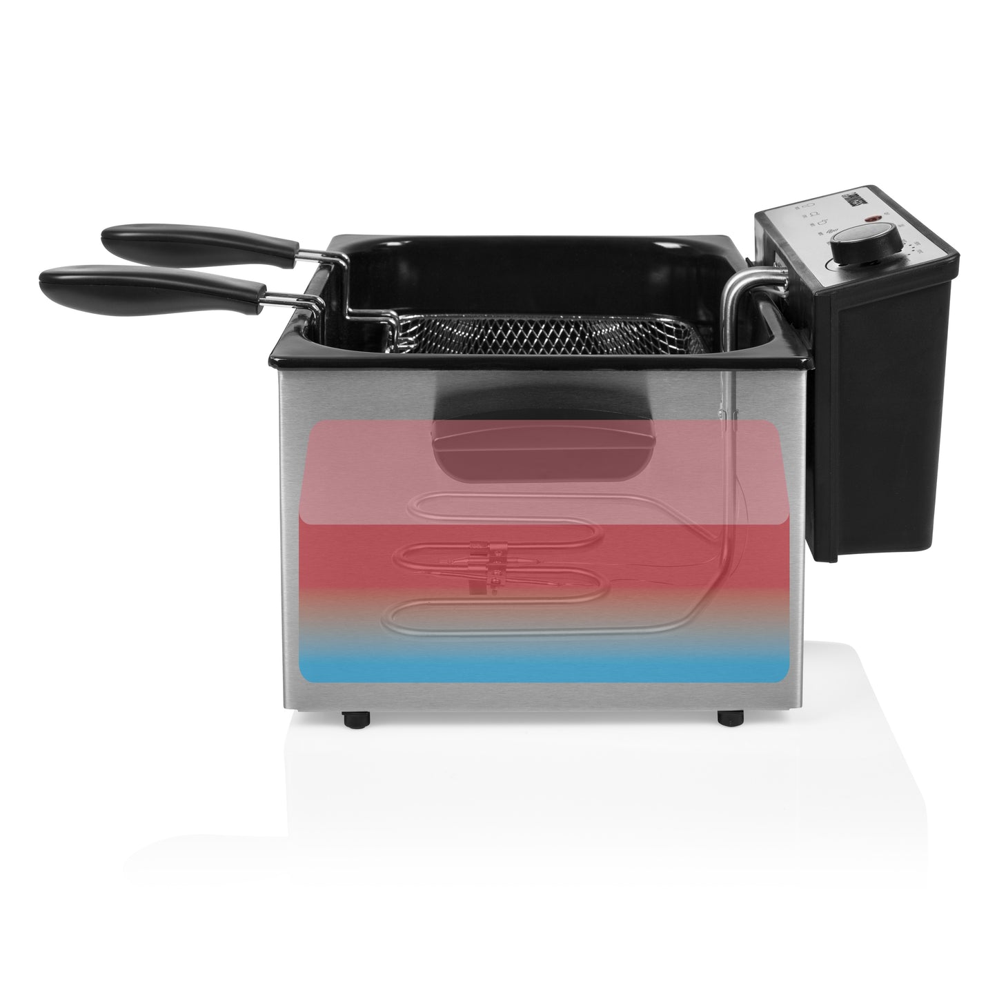 Princess 185000 Fritteuse – 5 l – 3270 W – 3 Frittierkörbe – Edelstahl/Schwarz