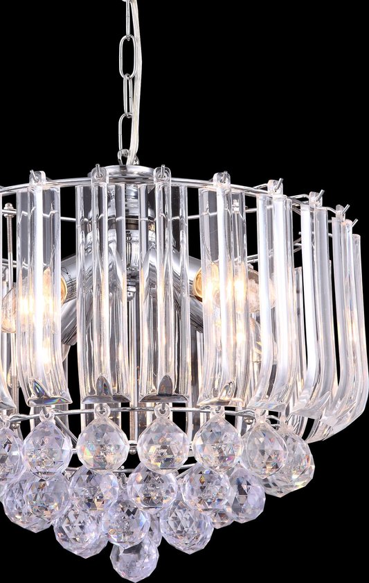 Kronleuchter Globo Minnesota LED – Chrom mit heller Acrylverzierung und Acrylkristallen