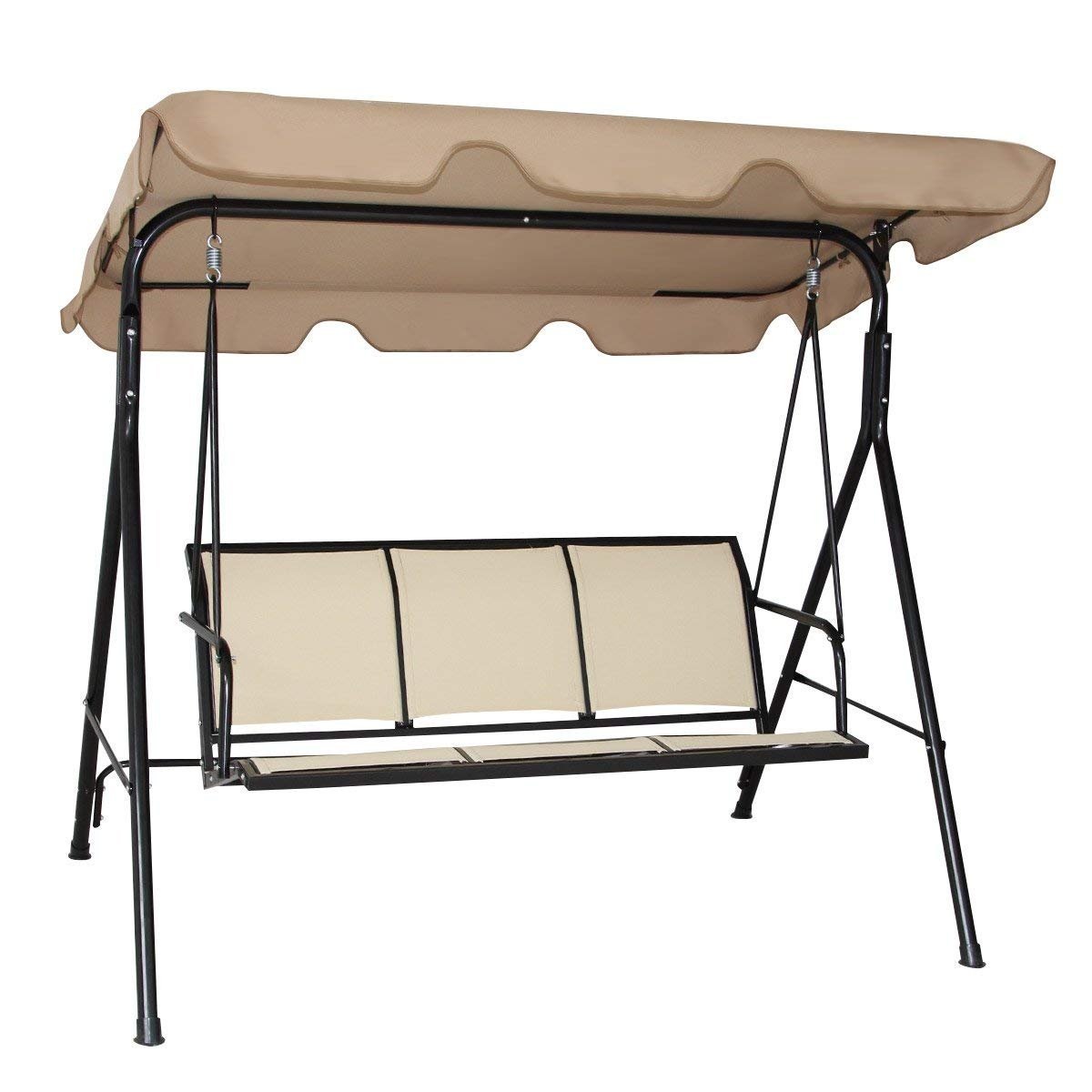 Coast Hollywood Swing Gartenschaukel - Schaukelbank - 3-Sitzer - 70 x 110 x 155 cm - Braun