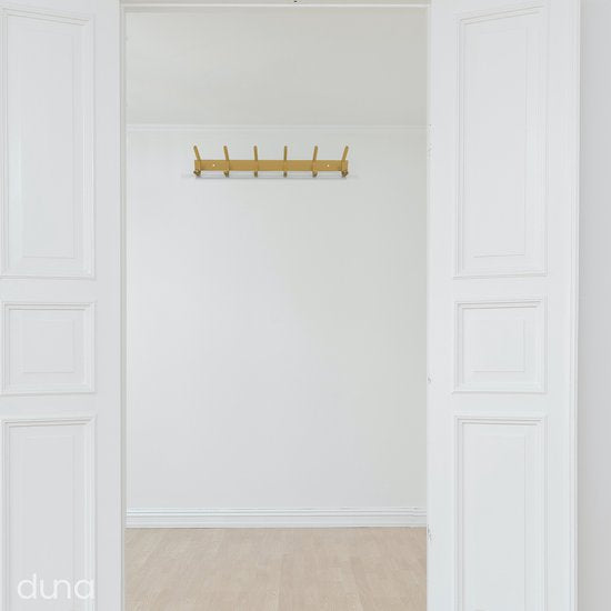 Duna Wandgarderobe - 12 Haken - Edelstahl - Wandgarderobe zum Aufhängen - Handtuchhalter - 3M-Band - Messing - Gold