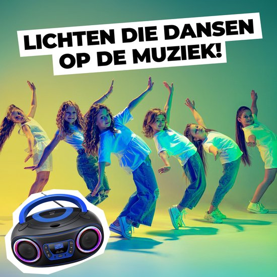 Denver Tragbares DAB-Radio CD-Player Kinder - Bluetooth - Lichteffekte - Boombox - AUX - FM - TDB212BLUE