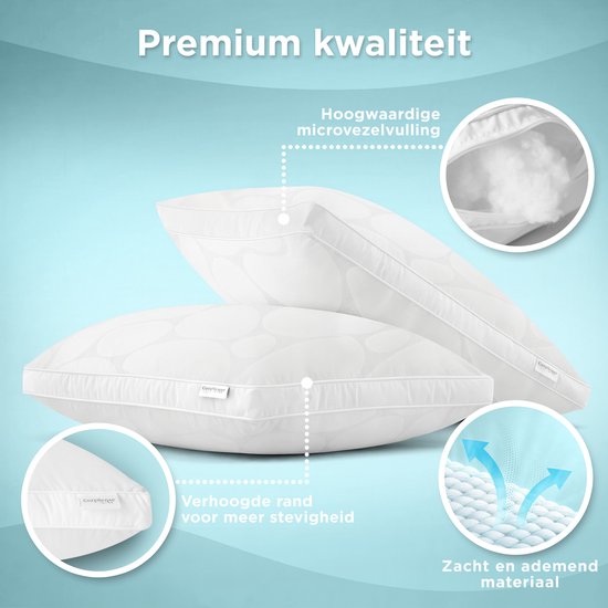 CozySense® Kopfkissen - 2er Set - 50x70 CM - Kühlendes Schlafkissen - Verstellbares Kissen mit extra Füllung - Kissen für Seiten-, Bauch- und Rückenschläfer