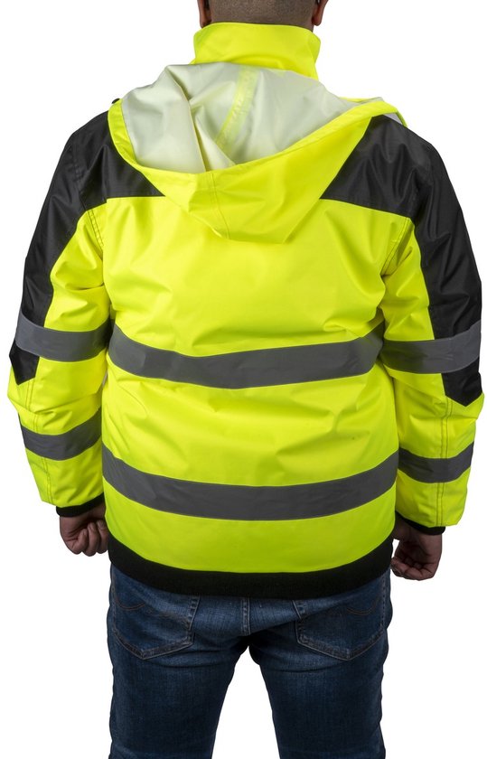 Dunlop Sicherheitsjacke XL – Sicherheitsweste für Erwachsene – Funktionales Design mit Taschen – Fluoreszierend – Bequeme und universelle Passform – PES-Kunststoff – Gelb