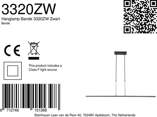 Steinhauer Pendelleuchte Bande - schwarz - Metall - 3320ZW
