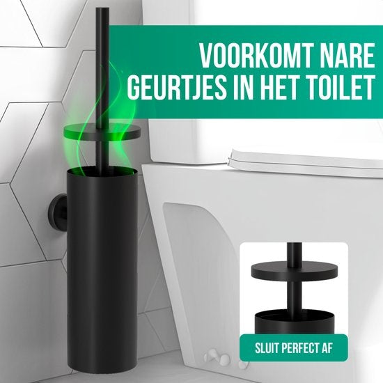 Avalo Toilettenbürste mit Halter - hängend - Edelstahl schwarz - Toilettenbürste mit Halter