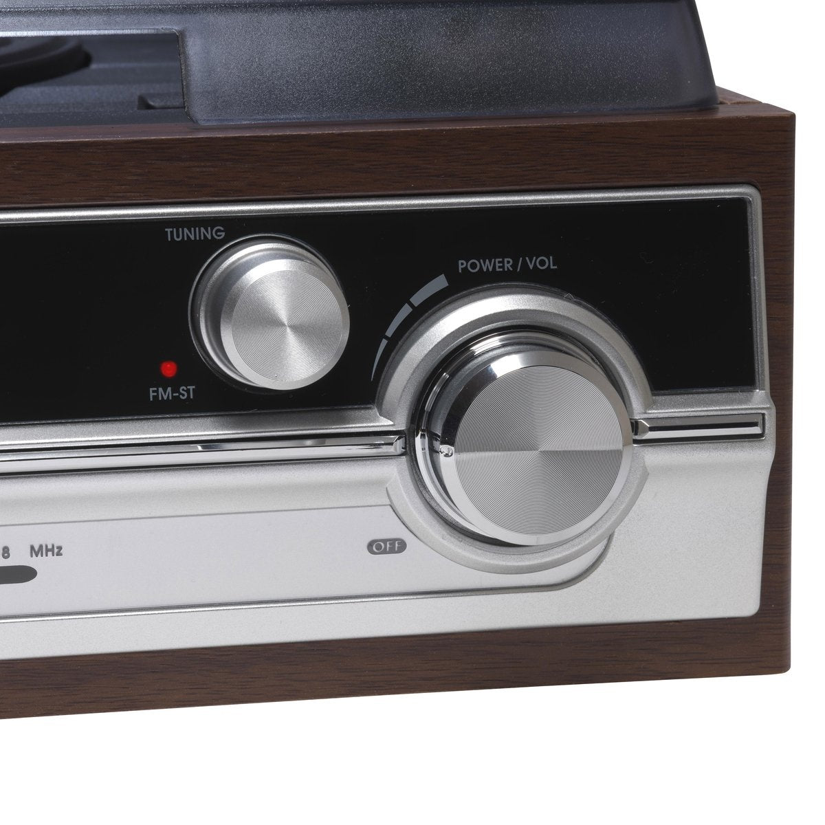 Denver Retro-Schallplattenspieler - Integrierte Lautsprecher - FM-Radio - Auto-Stopp-Funktion - AUX - Phono - VPR190 - Holz/Silber