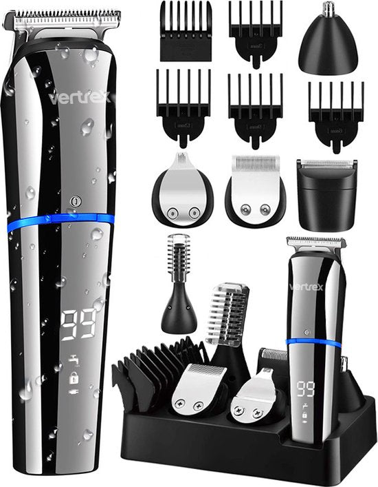 Vertrex 6 in 1 Barttrimmer Pro+ Bodygroomer Men - Nasentrimmer - Clipper - Rasierer - Trimmer Bart und Körper