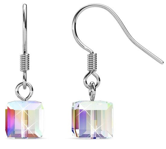 Yolora Damen Ohrringe mit Kalpa Camaka Kristallen - Silber - 18K Weißgold vergoldet - Damen Ohrringe Silber - Schmuck - Geschenkbox - Luxus Geschenkbox - Geschenkbox - Schöne Geschenkverpackung - Exklusive Geschenkverpackung - Geschenk zum Muttertag