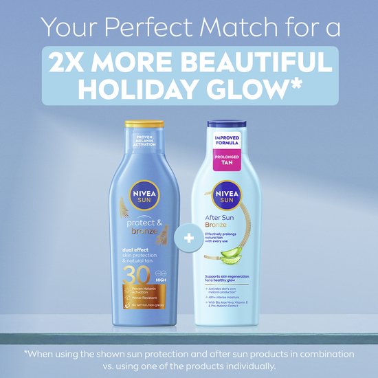NIVEA SUN Aftersun Bronze Feuchtigkeitslotion – Spendet Feuchtigkeit, beruhigt und fördert die Bräune – Mit Aloe Vera und Pro-Melanin-Extrakt – 200 ml