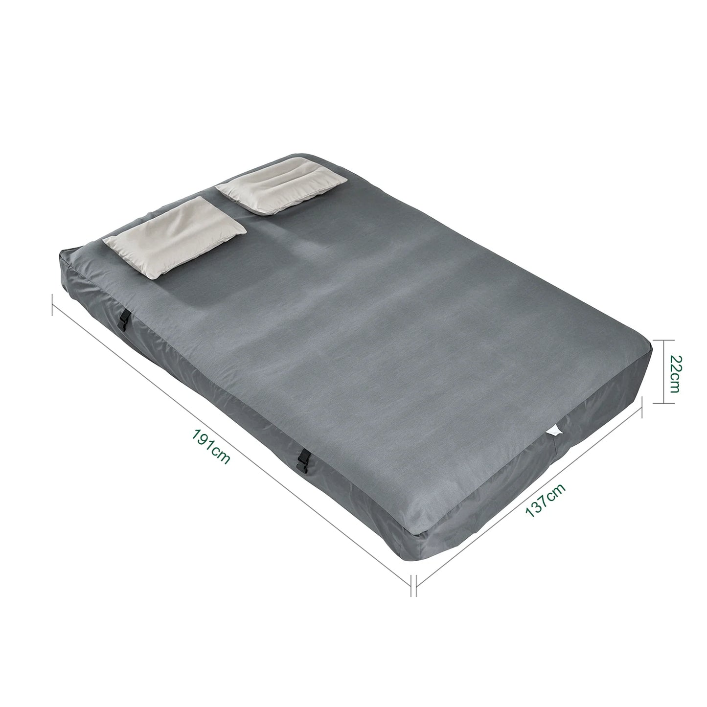 SoBuy OGS32-II-L-HG-P01 Aufblasbare 2-Personen-Campingmatratze, grau – mit Kissen, Spannbetttuch und Pumpe, 191 × 137 cm