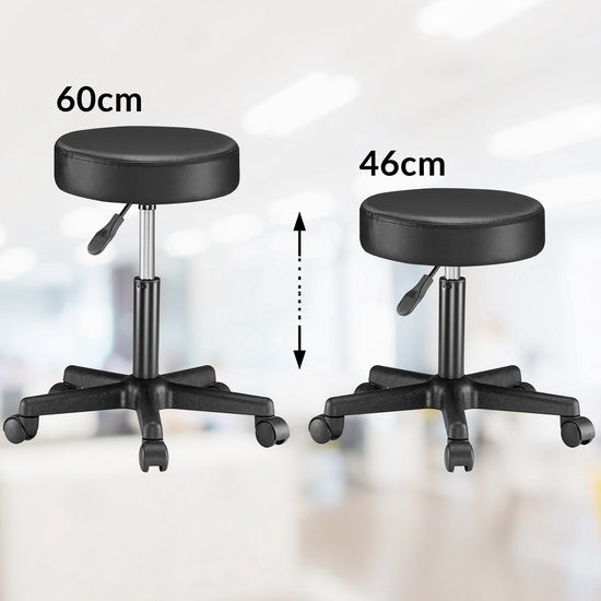 Casaria Verstellbarer Drehhocker - 46/60cm Sitzhöhe - 1 Stück Schwarz