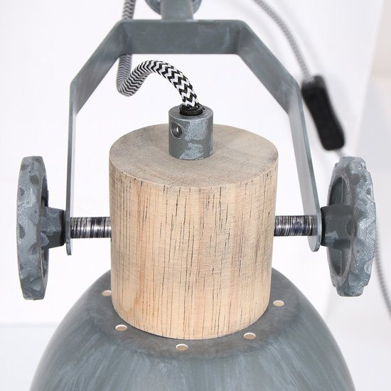 Klemmleuchte und Wandleuchte Gearwood 2752GR Grau, E27-Fassung – Holz und Metall, trendiges Design, dreh- und neigbar, für den Innenbereich geeignet – Mexlite