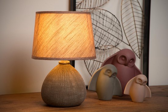 Lucide RAMZI – Tischlampe – Ø 18 cm – 1xE14 – Braun – Japandi