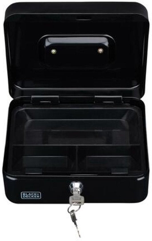 Black & Decker Spardose mit 2 Schlüsseln - schwarz - Stahl - Münzbox - 20 x 16 x 9 cm - Einbruchschutztresor