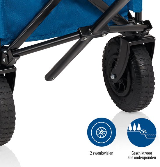 Zusammenklappbarer Bolderkar – Bolderkarren mit Luftreifen – 43 x 21 x 80 cm – Belastbar bis 70 kg – Besonders stabiler Ziehharmonika-Rahmen – Inklusive Bodenplatte und Aufbewahrungstasche – Zugwagen, Transportwagen und Strandwagen für Camping, Garten, Fe