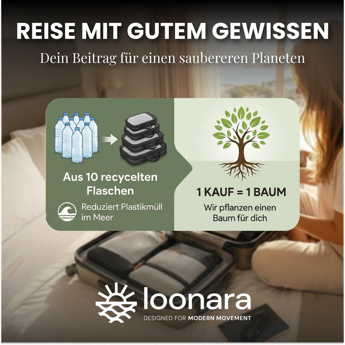 loonara Kompressionspackwürfel - 4-teilig - Grau