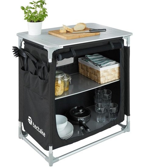 tectake - Campingküche 76x53,5x107cm schwarz - 403346
