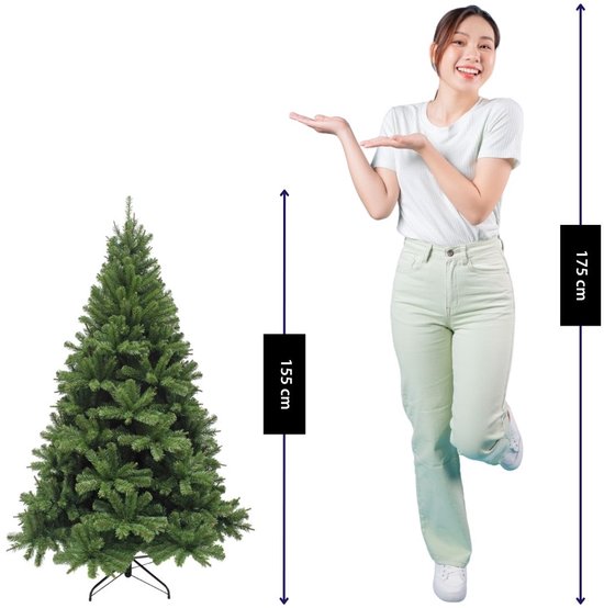 Triumph Tree Forrester – Weihnachtsbaum mit weichen PVC-Nadeln – Weihnachtsdekoration mit farbcodierten Zweigen – Kunstbaum mit natürlicher Struktur – H 155 x Ø 102 cm – Grün