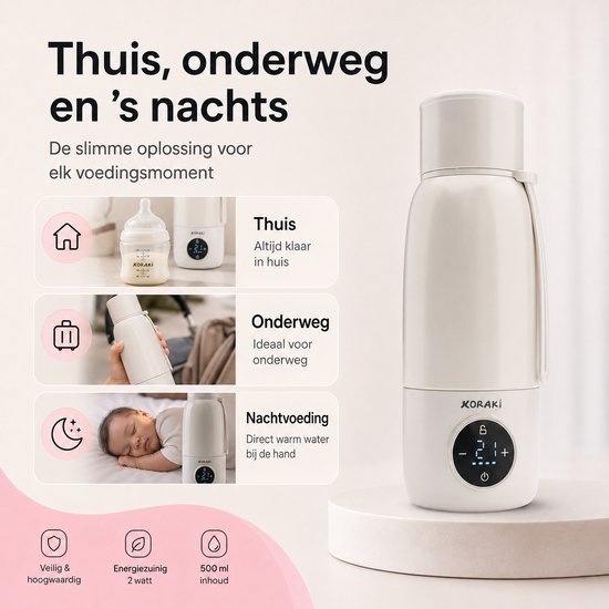 Koraki® Thermosflaschenwärmer - Kabelloser Flaschenwärmer - für unterwegs - 500ml