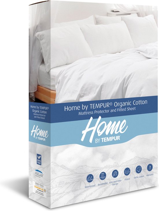 Home by TEMPUR® Matratzenschoner – Bio-Baumwolle - Wasserdicht & wärmeregulierend – 160 × 210 × 25 cm – Natur