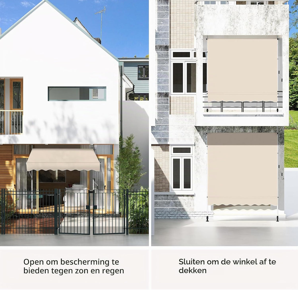 Yaheetech Klemmmarkise 250 × 180 cm – höhenverstellbar, mit Handkurbel, beige