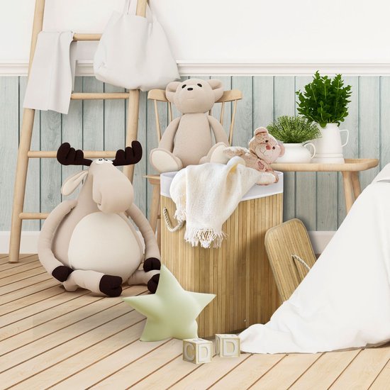 Bambus-Wäschekorb Curly - 72 L - Natur - Abnehmbarer Wäschesack