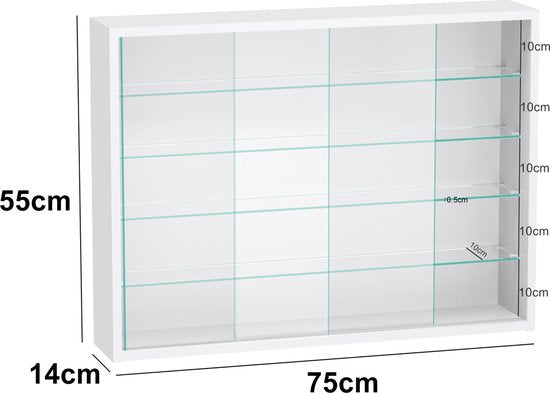 Vitrine stehend Hängevitrine - Schiebetüren - 75 x 55 x 14 cm