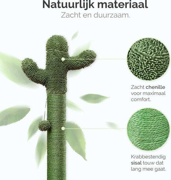 Gopets Katzenkratzbaum - Kaktus Kratzbaum Sisal - Kratzbrett modernes Design - Natürliche Kratzmöbel mit Spielzeug - 65cm