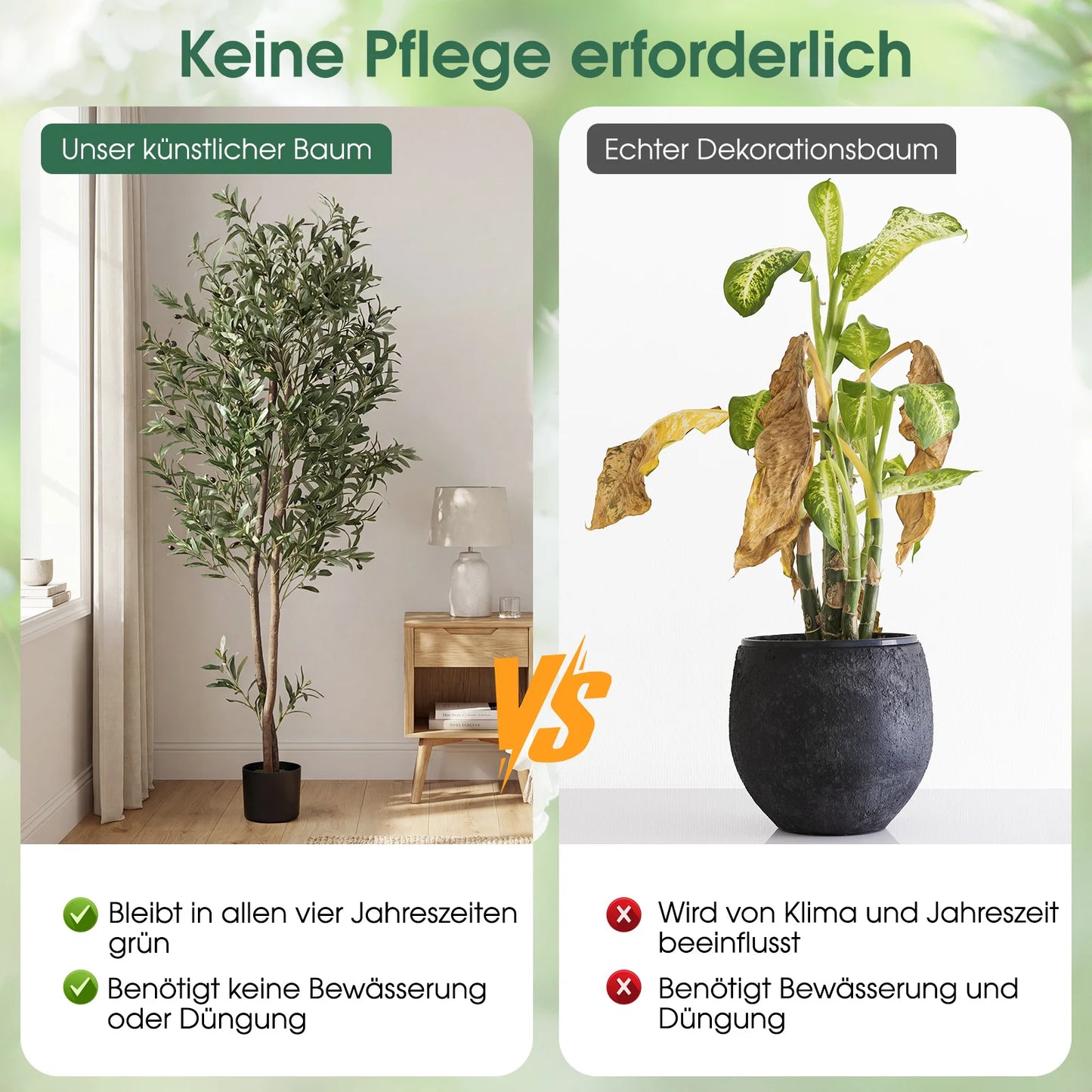 Coast Künstlicher Olivenbaum – Mit zementverstärktem Topf, biegsamen Zweigen und realistischen Oliven – Für Wohnzimmer und Büro – Grünes und schwarzes Polyester – 180 cm hoch