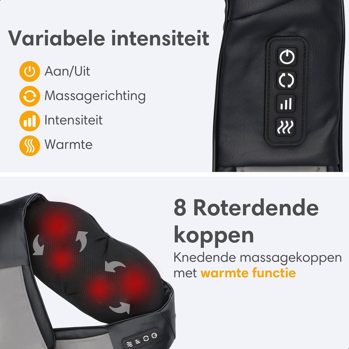 Lifeproducts Wiederaufladbares Shiatsu-Massagekissen - Kabelloses beheiztes Nacken- und Rückenmassagegerät