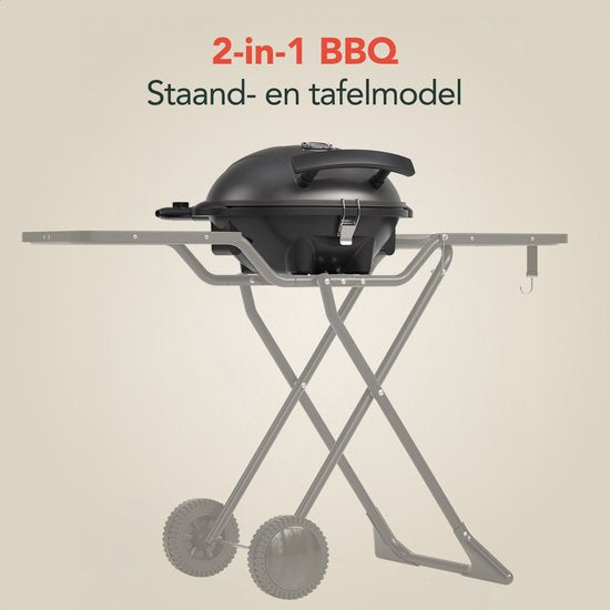 KitchenBrothers Elektrogrill – 2-in-1 – Zusammenklappbar – 2400 W – 250 °C – Schwarz