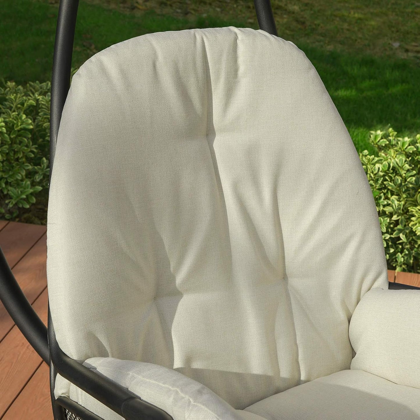 SoBuy Hängesessel inkl. Gestell - Max. 150 kg - 103 x 125 x 190 cm - Creme