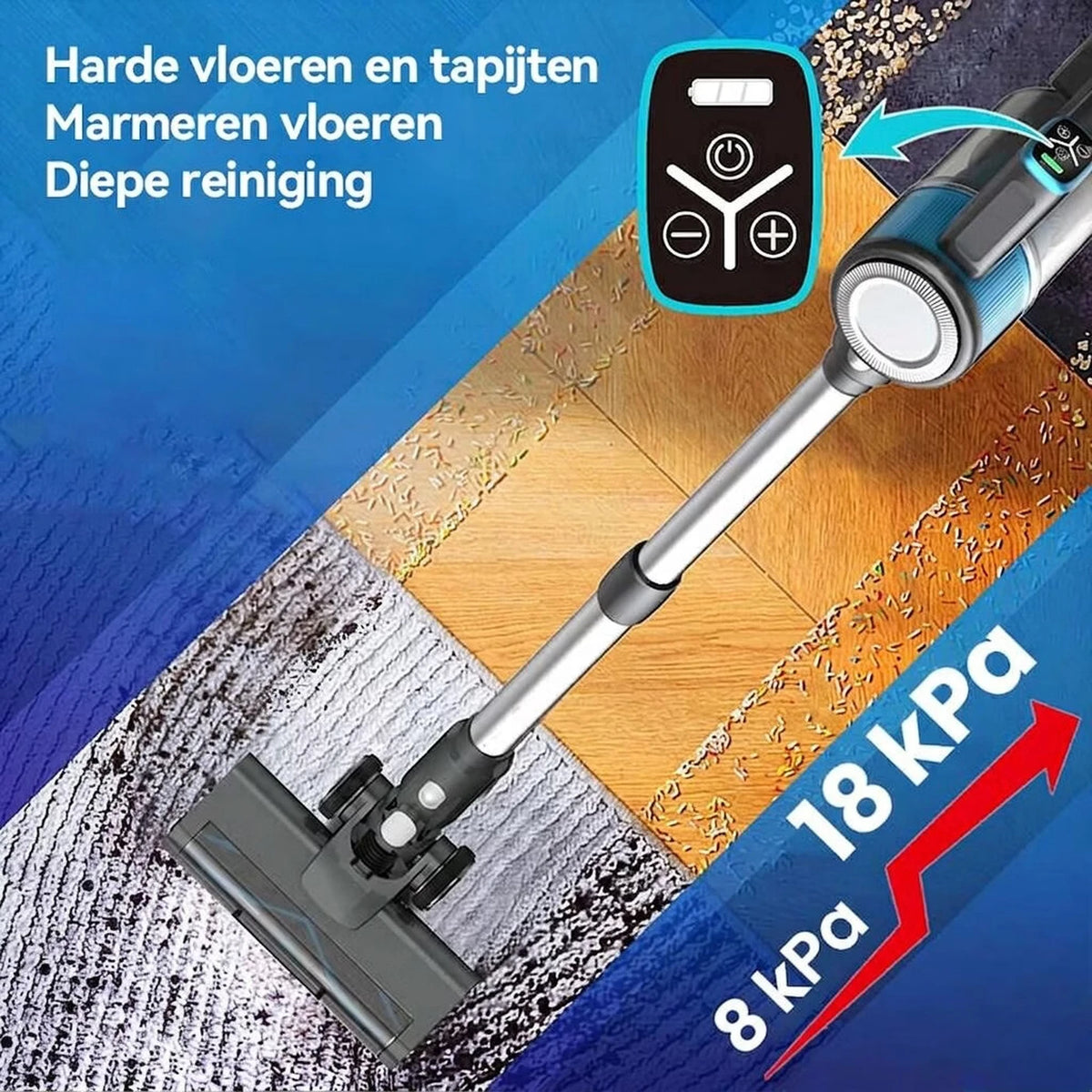 Ochama 4-in-1-Akku-Staubsauger – Stab- und Handstaubsauger – 18 kPa Saugleistung – 40 Minuten Laufzeit – LED-Anzeige