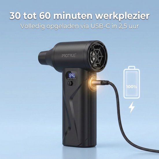 ProTrue® Air Duster 110.000 U/min – 4 Stufen – Kabelloser Staubreiniger – Druckluft für den Computer – Turbo-Lüfter mit Druckluft – Akku-Luftgebläse