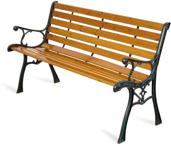 Lifa Garden Gartenbank - Außenbank - Kiefer - Stahl - 126x52x73cm(LxBxH) - Braun