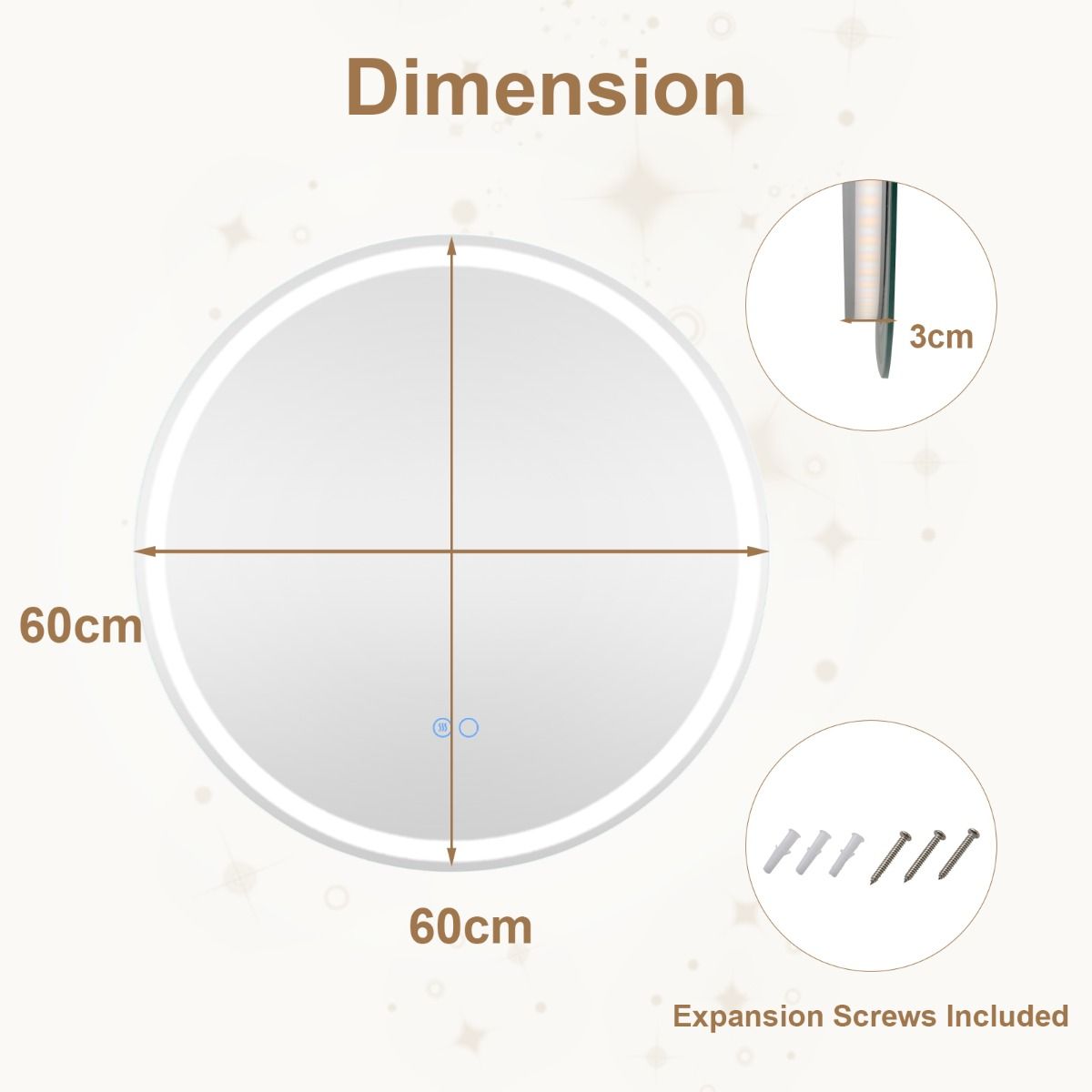 Coast LED-Badezimmerspiegel – dimmbar mit Antibeschlagfunktion – Speicherfunktion – silber 60 x 60 cm