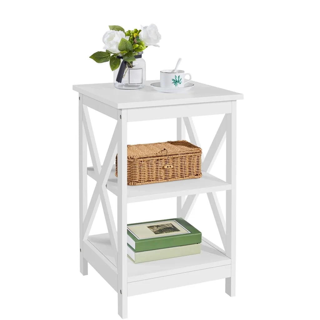 Yaheetech Nachttisch/Beistelltisch mit offener Ablage, 40 x 40 x 61 cm, Weiß