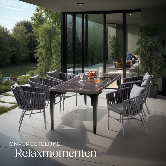 tectake - Gartenstuhl, 2er-Set, Metall-Outdoor-Stuhl, Terrassenstuhl mit Armlehnen, Loungesessel, Gartensessel, Gartenmöbel, Balkonmöbel, Gartenset Lounge, wasserabweisende Polster, verstellbare Beine