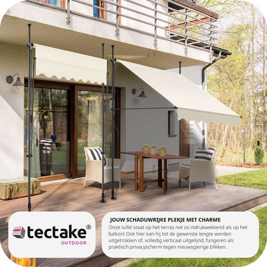 tectake - Klemmmarkise - Sonnenschirm - Verstellbar - Klemmmarkise - Sonnenschirm Balkon - 150 x 180 cm - beige - Markise - 404954