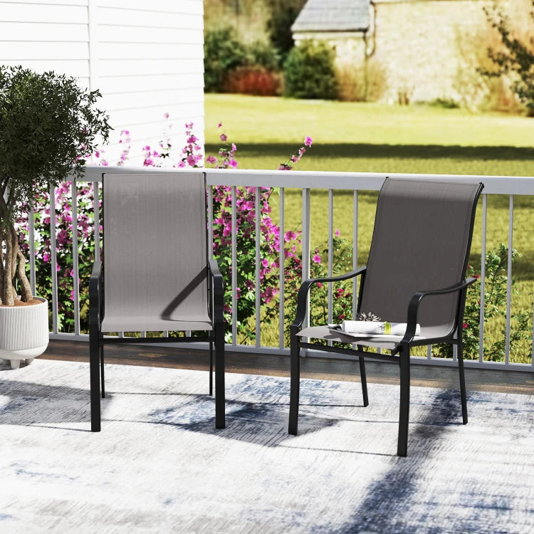 Coast Gartenstühle – 2er-Set – Hohe Rückenlehne – Kopfstütze – 150 kg – Grau