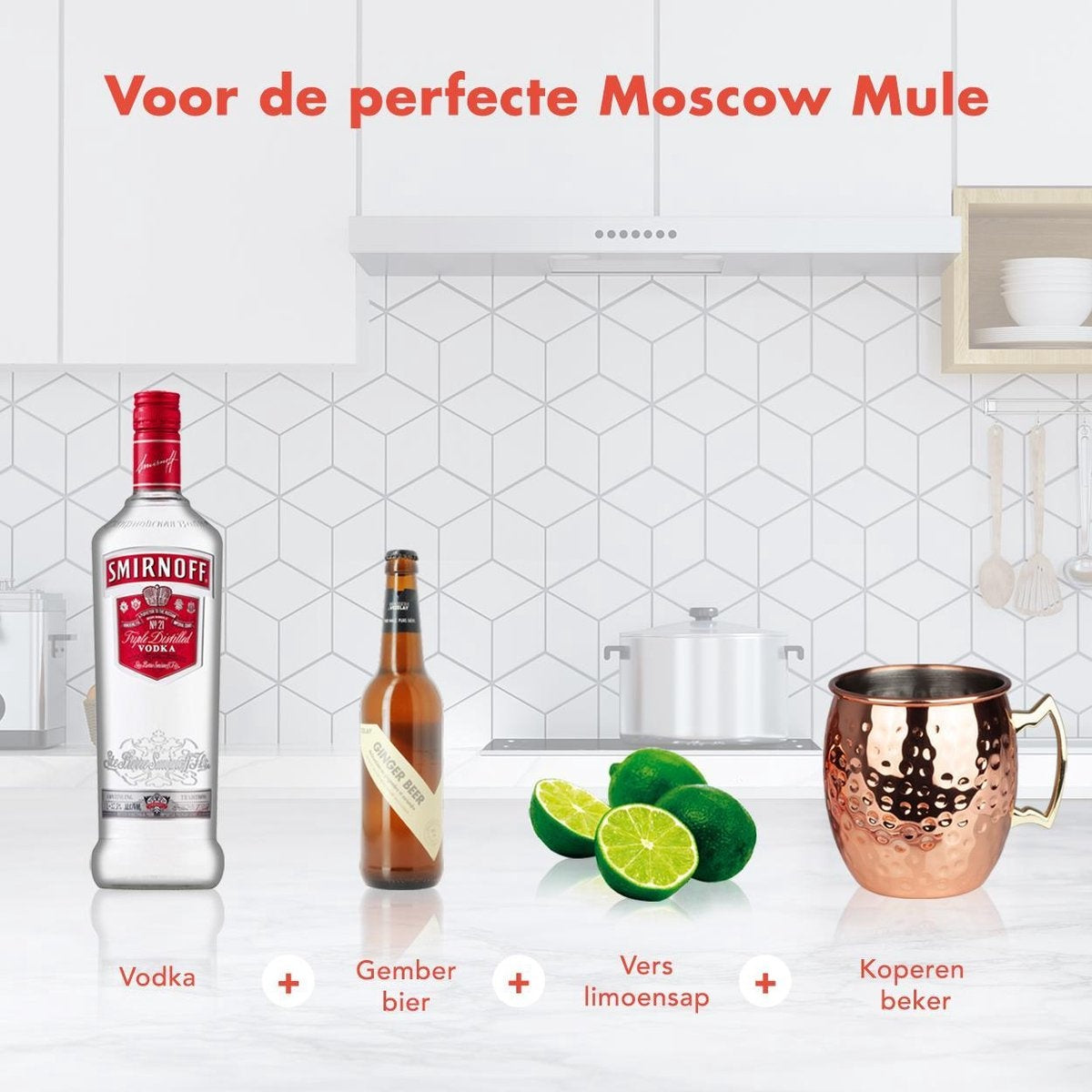 KitchenBrothers Moscow Mule Cups - Cocktailgläser mit Strohhalm - 4 Stück - gekupfert - 500ML