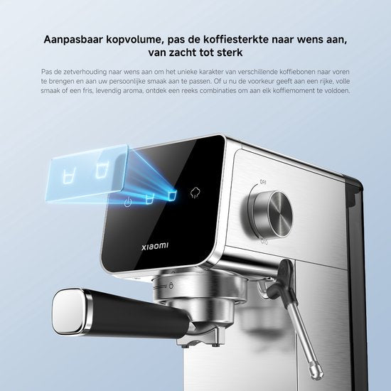 Xiaomi Halbautomatische Espressomaschine | Espressomaschine | 20 bar Pumpendruck | 1350 W | 0,9 l Wassertank | Milchaufschäumer aus Edelstahl | 1 und 2 Tassen | Kompakt