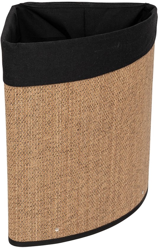 5Five Wäschekorb mit Deckel – Bambusholz – 60 Liter – naturfarben/schwarz – 41 x 30 x 50 cm