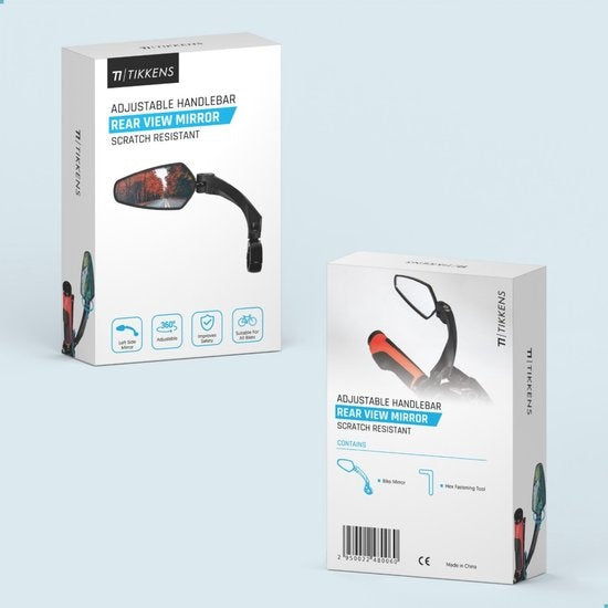 TIKKENSÂ® Fahrradspiegel Links - Verstellbar - Fahrradspiegel Geeignet für E-Bike, Speed-Pedelec